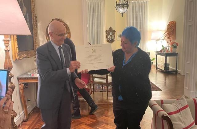 A Cristina García Banegas onorificenza dell’Ordine della Stella d’Italia nel grado di Cavaliere